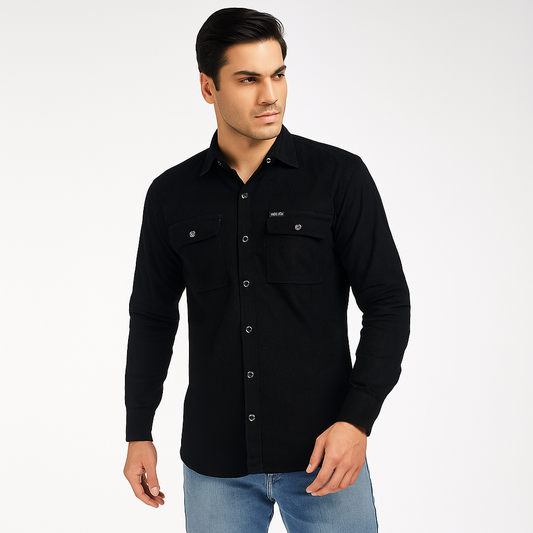 Black Cotrise Fabric Shirt 100% Pure Cotton