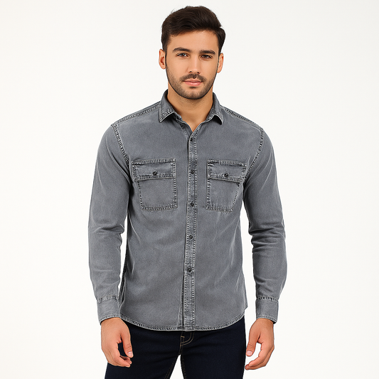 UX Grey Cotrise Fabric 100% Pure Cotton Shirt