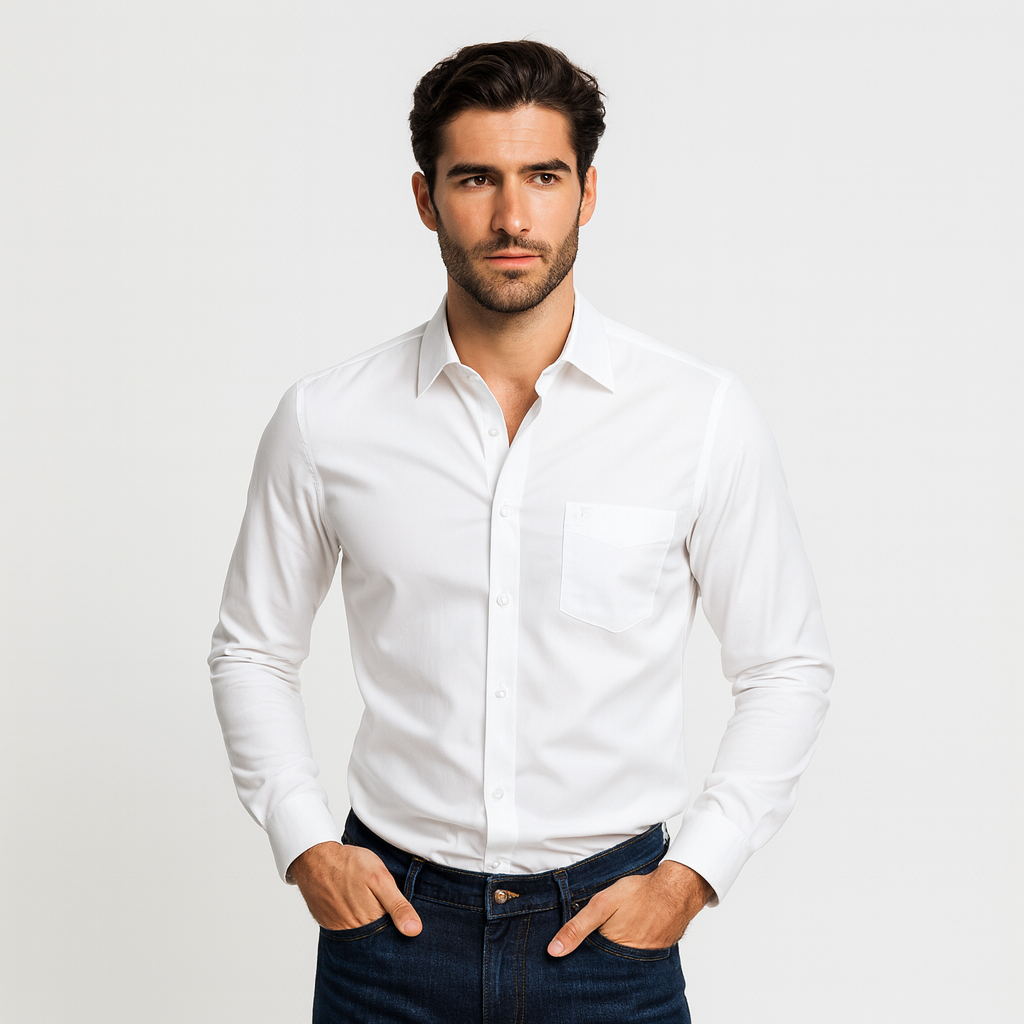 FR Plain White 100% Pure Cotton Shirt