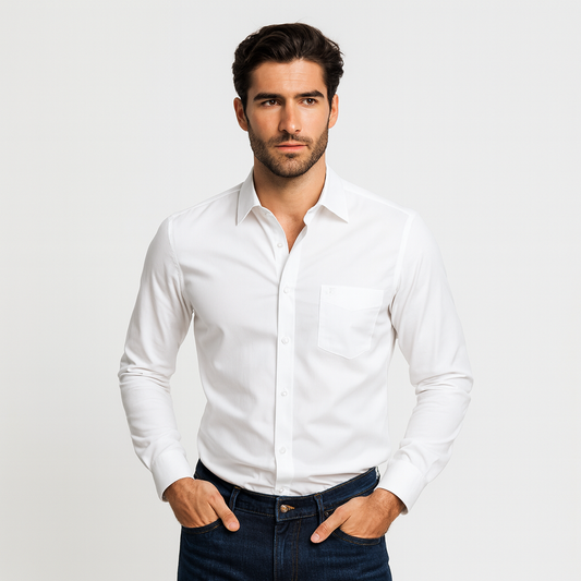 FR Plain White 100% Pure Cotton Shirt