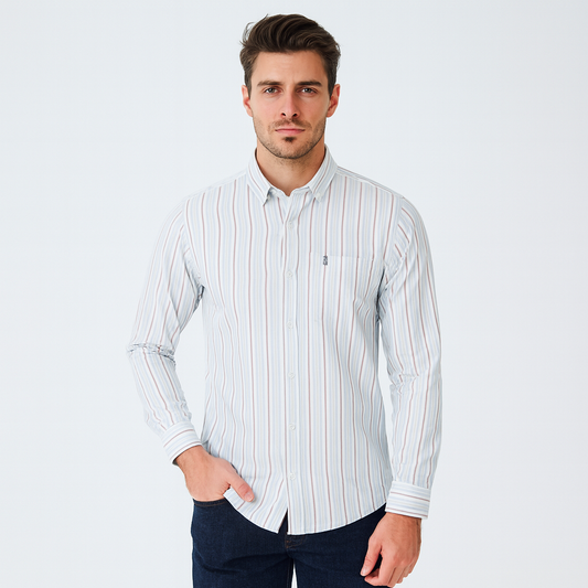 HK Red and White Lining Shirt Oxford Fabric 100% Pure Cotton