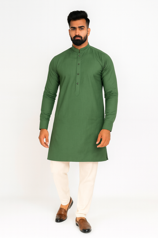 Sk Green Kurta Pajama 50% Linen 50% Cotton Fabric