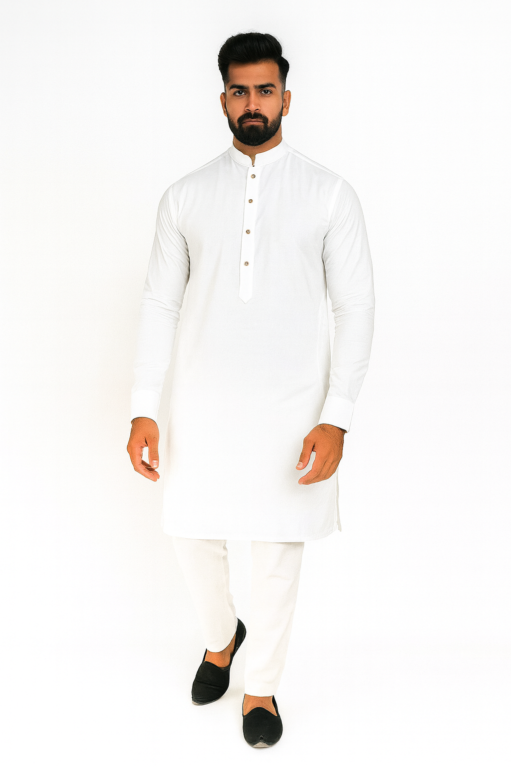 Sk White Kurta Pajama 50% Linen 50% Cotton Fabric