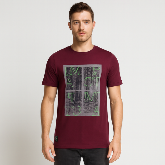 Mudo Wine Colour Printed T-shirt
